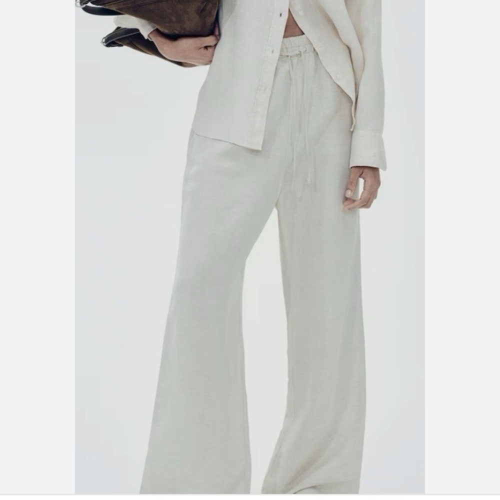 H&M Linen Blend Loose Fit Pants